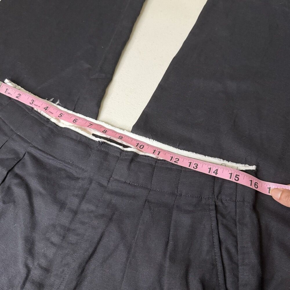 MNG by Mango Black Pleated Trouser Pants Womens 8 Contrast Trim Wide Leg Hi Rise - Picture 5 of 12